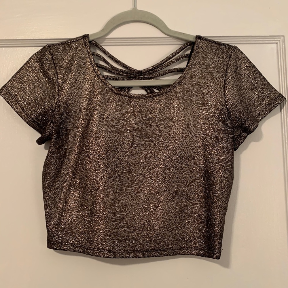 Metallic Crop Top with Detailed Back - size Small